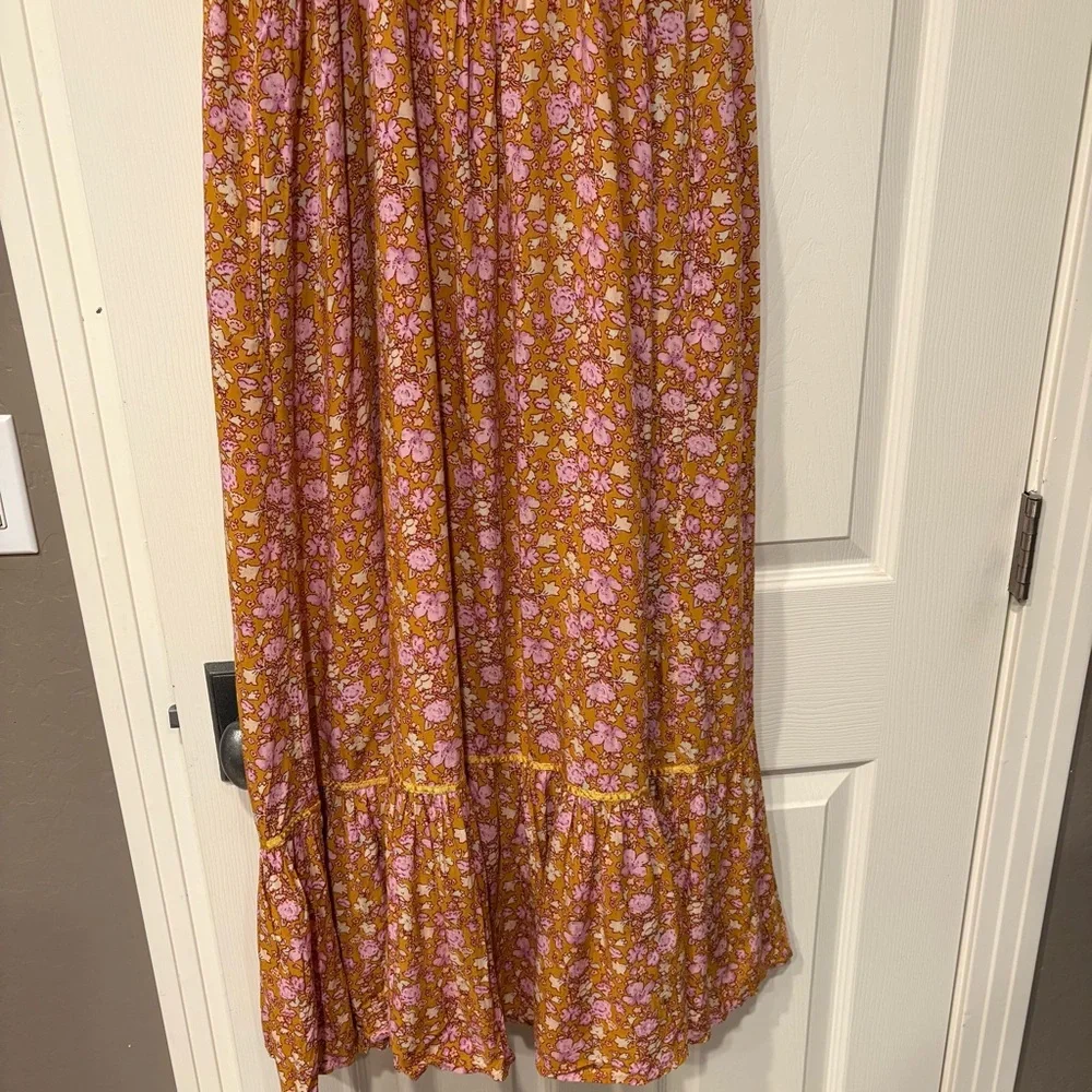 FREE PEOPLE Molly Jo Floral Boho Dress Size XS / S Maxi Length Pink Yellow - Picture 5 of 5